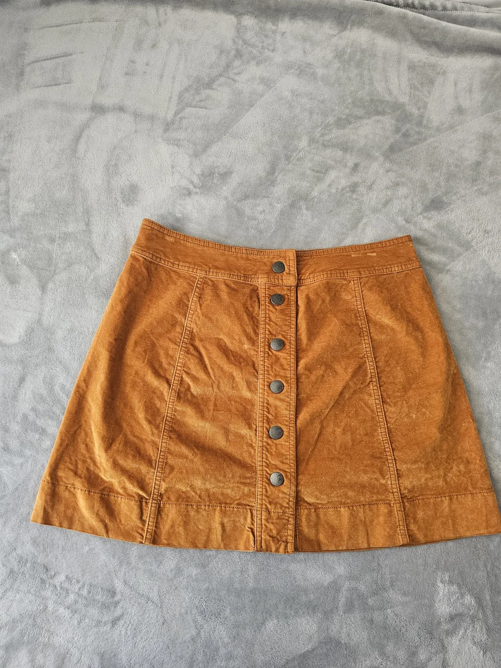 Madewell Velveteen‎ Mini Skirt Womens 6 Snap Button Front A Line Stretch Orange
